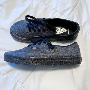 Size 6.5 Black Glitter Vans Authentic Skate Shoe